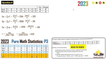Q8. Pure Maths With Statistics 2023 P3 Question 8 - #Cameroon #GCE A Levels Solutions to GCE Free