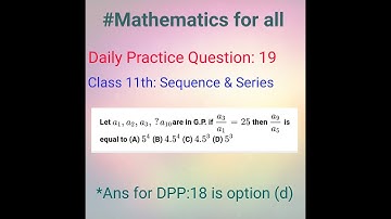 #JEE2020 #JEEMains  JEE Mains 2018 Maths | let a1, a2,....,a10 are in G.P. if a3/a1=25 then a9/a5 =