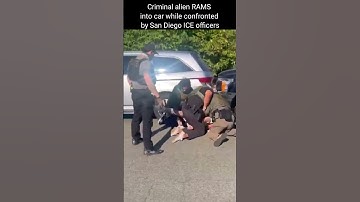 Criminal alien RAMS into car while confronted by San Diego ICE officers #shorts #ytshorts