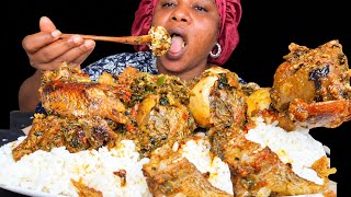Nigeria food ASMR mukbang white rice with  Ofada stew join me guys