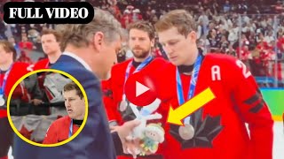 Canada Hockey star becomes furious after recieving soft handed toy after match | Nathan Mackinnon  screenshot 2