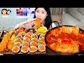 ASMR MUKBANG| 직접 만든 불닭볶음탕면 돈까스 김밥 먹방 &amp; 레시피 FRIED CHICKEN AND FIRE NOODLES EATING