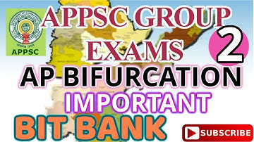 APPSC GROUPS AP BIFURCATION IMPORTANT BIT BANK PART 2