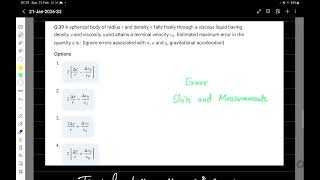 JEE Mains 2026 Physics Solution | 21st Jan Shift 2 | Error Analysis & Terminal Velocity (Q39)