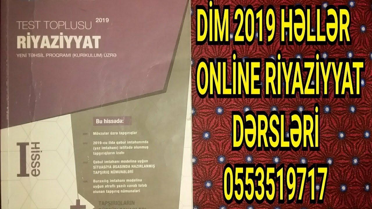 Situasiya Taprqlar Riyaziyyat Test Toplusu DM 2019 1 ci Hiss Rhim Mllim Frzili