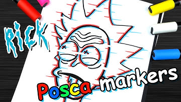 Drawing Rick Sanchez like a Pro with Posca Markers 😎 ! Glitch Effect / Satisfying Arts