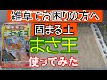 固まる土「まさ王」で雑草対策　水をかけるだけで固まります