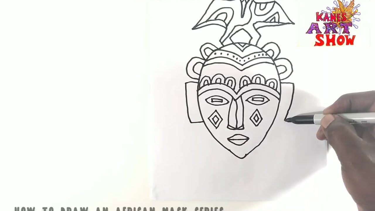 How to draw an african mask series Tutorial1 Comment dessiner un masque