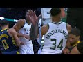 Giannis bumps tyrese haliburton to the ground after his dunk and gets a tech 