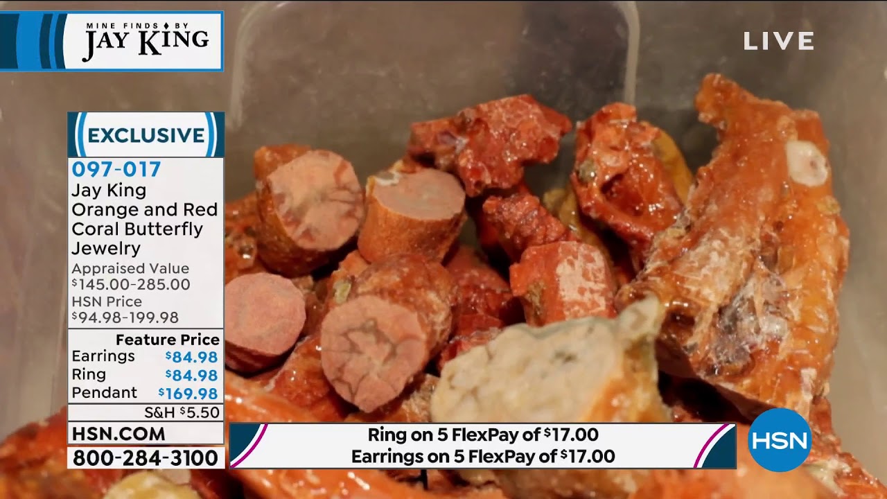 Jay King Orange and Red Coral Butterfly Pendant with Nec...