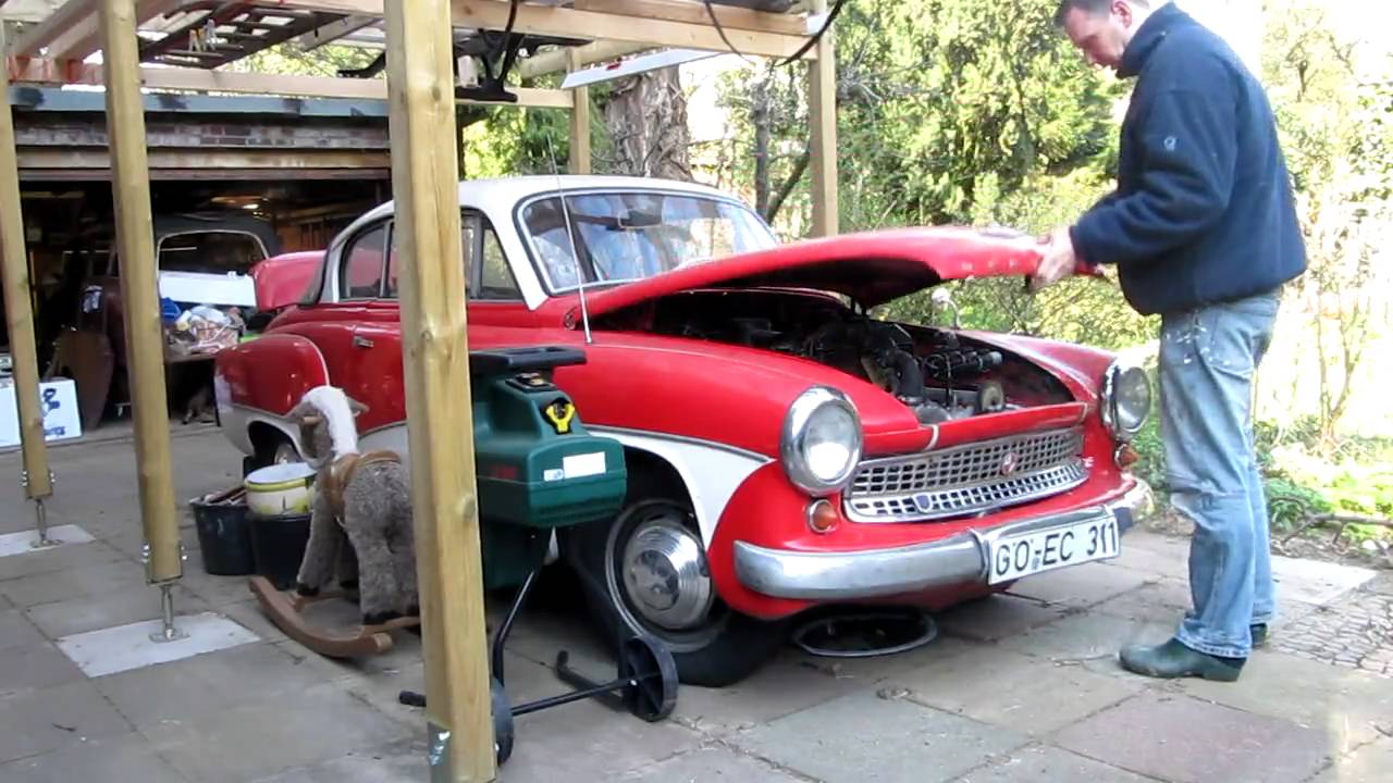 Wartburg 311 Coupe anlassen Motor Start Kaltstart DDR Oldtimer
