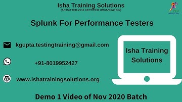 Splunk Demo 1 on 6th Nov 2020. / Pls call/whatsapp us on +91-8019952427 to enroll for Live Sessions.