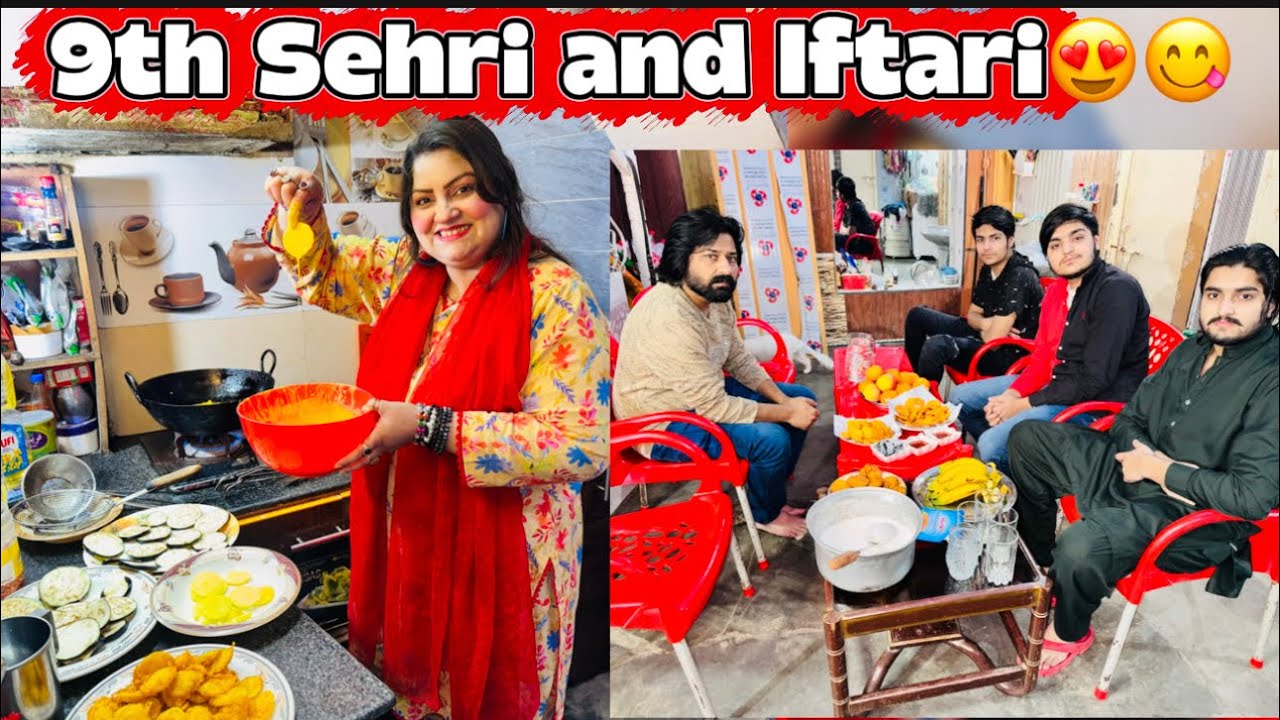 9th Sehri and iftari 😍Iftari mein banaye Fries and bengan 😋Chicken Korma and Chicken Gobi 🥳