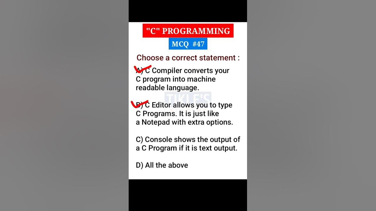 C programming mcq 47 shorts tiklesacademy youtube
