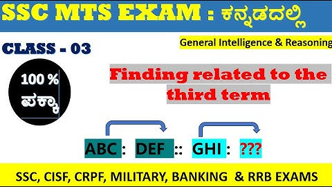 3rd Term Related Word | SSC MTS Kannada Reasoning 🔥 | General Intelligence by Mallikarjun Killedar