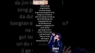 BTS - "RUN BTS" Suga rap with easy lyrics #shorts