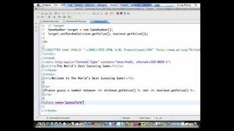 Creating the index.jsp for the Guessing Game Example (JSP only version)