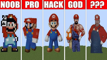 Pixel Art (NOOB vs PRO vs HACKER vs GOD) Mario in minecraft