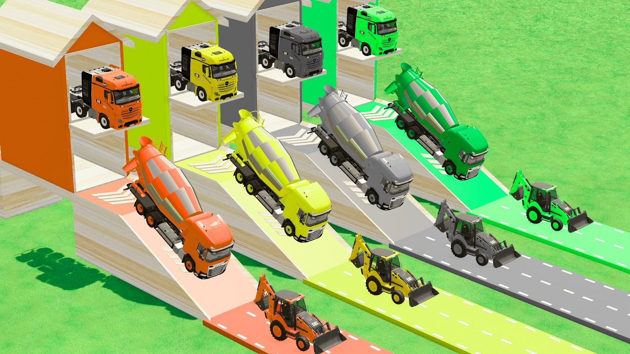 Garage with Colors - ALL MIXER TRUCK WITH DOUBLE FLATBED TRAILER TRUCK ISUZU, MIXER DAFF