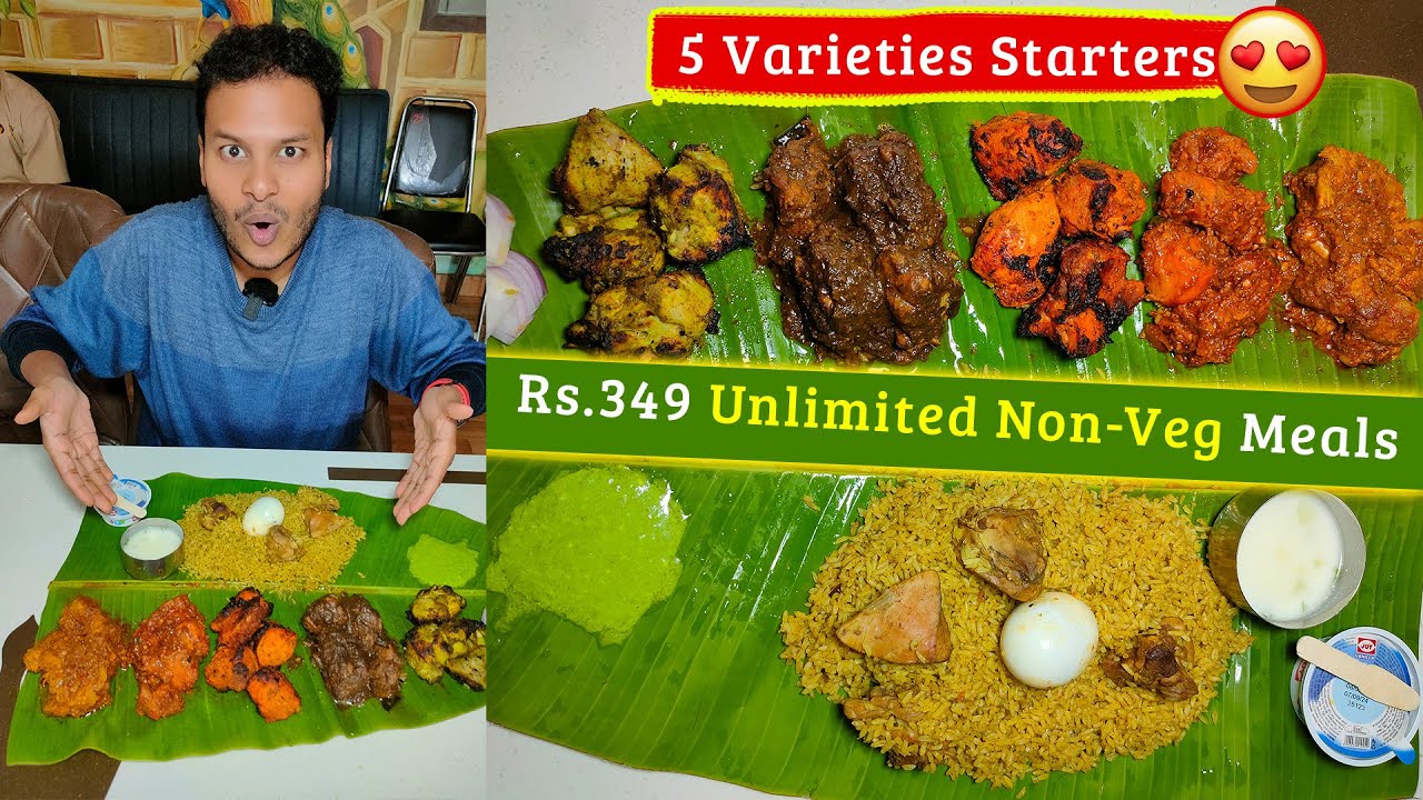 ನೀವು ಎಸ್ಟ್ ಬೇಕಂದ್ರು ತಿನ್ನಿ ಎಲ್ಲ UNLIMITED 😍5 Varieties Chicken Starters & Biryani 🔥Sri V Foods