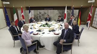 G7 leaders sit down for a working dinner at Hiroshima summit