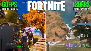 Fortnite Chapter 4 Season 1 | Xbox Series X | 120FPS vs 60FPS | Unreal Engine 5 vs Unreal Engine 4