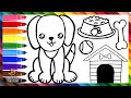Desenhar e colorir 3 cachorrinhos fofos com acessrios  desenhos para crianas