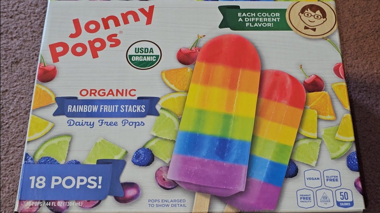 Jonny Rainbow Pops! So good and only 13 grams of sugar. Organic and real  cane sugar. Our kiddo is already obsessed. 12.99/18 in the Sand City, CA  warehouse. : r/Costco