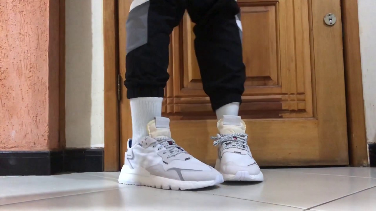 nite jogger white on feet