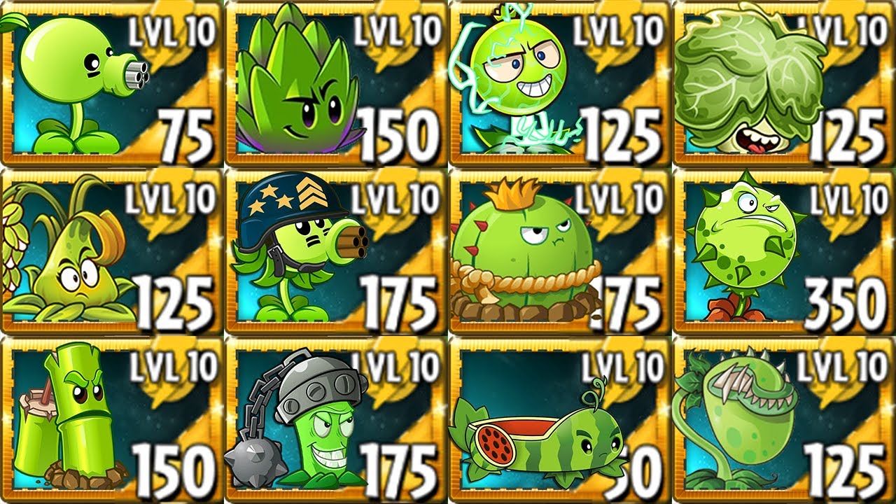 Pvz2 All GREEN Plants Attack Gargantuar Zombie Fight in Plants vs ...