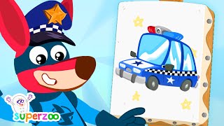 🚒 We learn the colors with Kangu and different vehicles | Superzoo