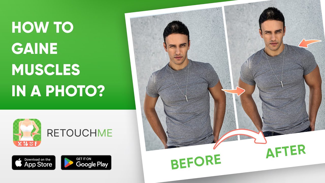 Gain muscles in a photo online — RetouchMe app