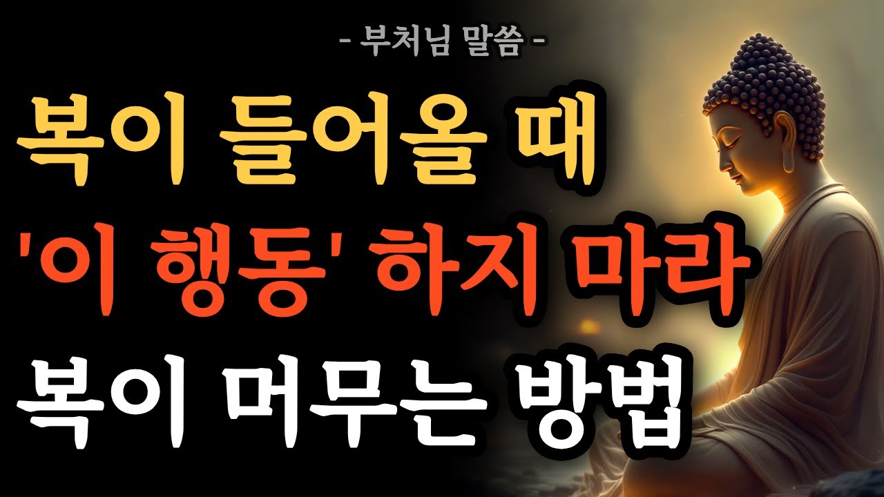 복이 들어올 때 '이 행동' 하지 마라｜복이 머무는 방법 4가지｜부처님 말씀｜명상 에세이｜불교 명언｜석가모니 가르침