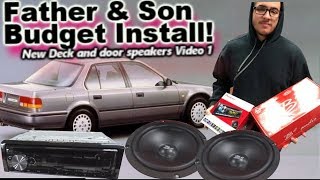 Father & Son Fun Car Stereo Install 1990 Honda Accord - His First Deck & Door Speakers! Video 1