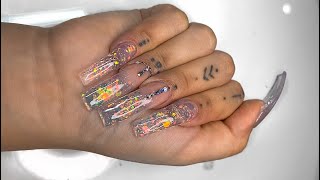 Glitter ombre tapered square nails | ACRYLIC NAIL TUTORIAL