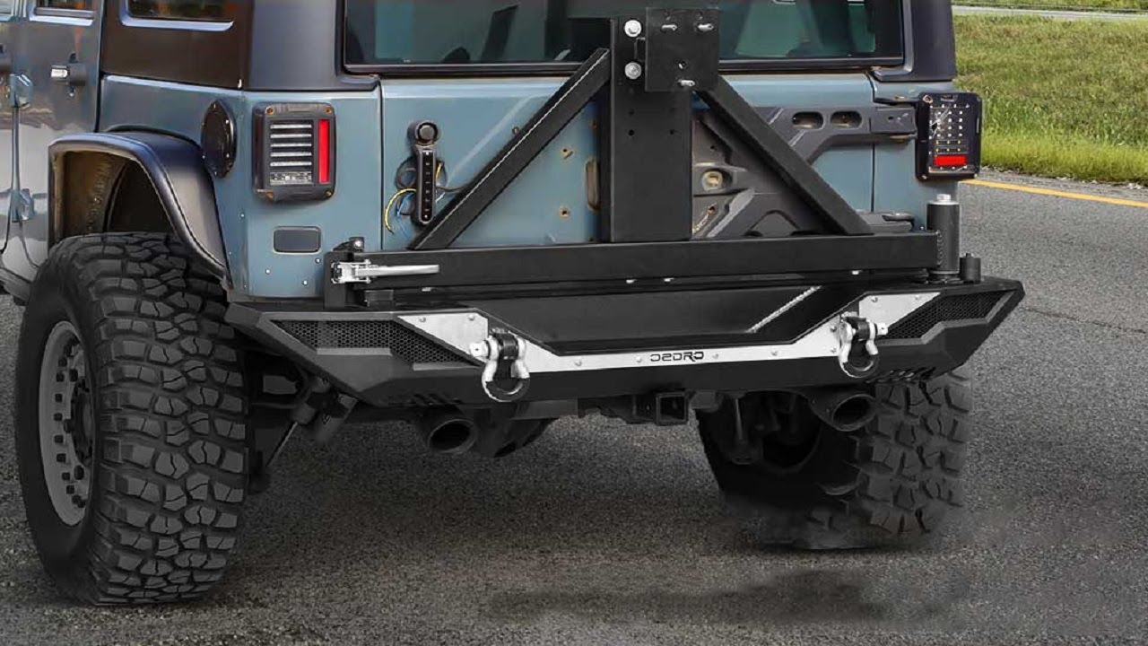 OEDRO® Rear Bumper & Tire Carrier for 2007-2018 Jeep Wrangler JK &  Unlimited JKU, with Hitch Receiver & D-Rings & Reflective Armor