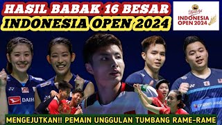 UNGGULAN BERTUMBANGAN!! Hasil Semua Sektor 16 Besar Badminton Indonesia Open 2024 Hari Ini