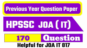 HPSSC JOA IT Previous year solved question paper || HPSSC JOA IT 170 solved question