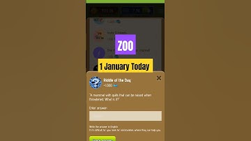 Riddle Of The Day Zoo 31 Dec - 1 January | Zoo Riddle Of The Day Code | Riddle Of The Day Zoo#shorts