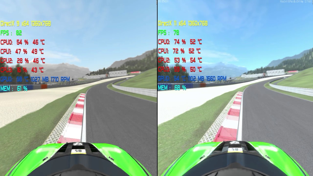 rFactor2 dx9 vs dx11 - YouTube