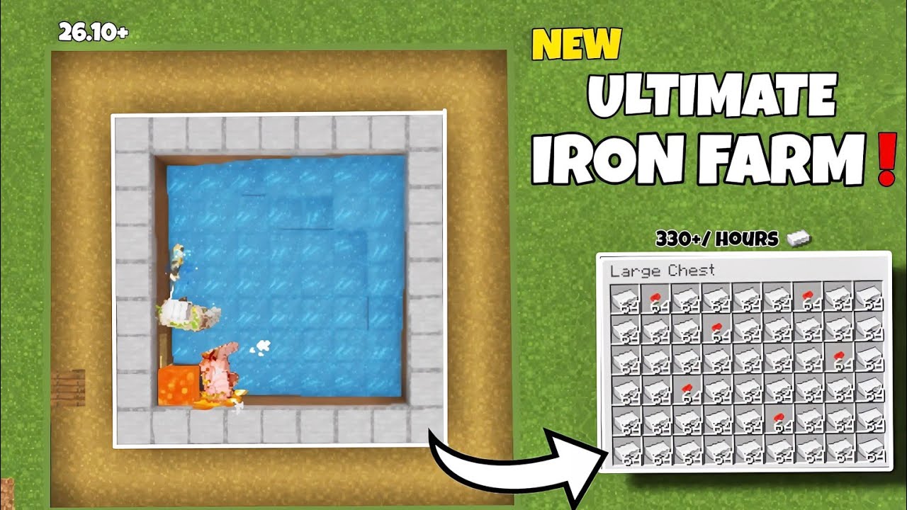 ⚒️ The New ULTIMATE Iron Farm in Minecraft Bedrock 26.10! 😱