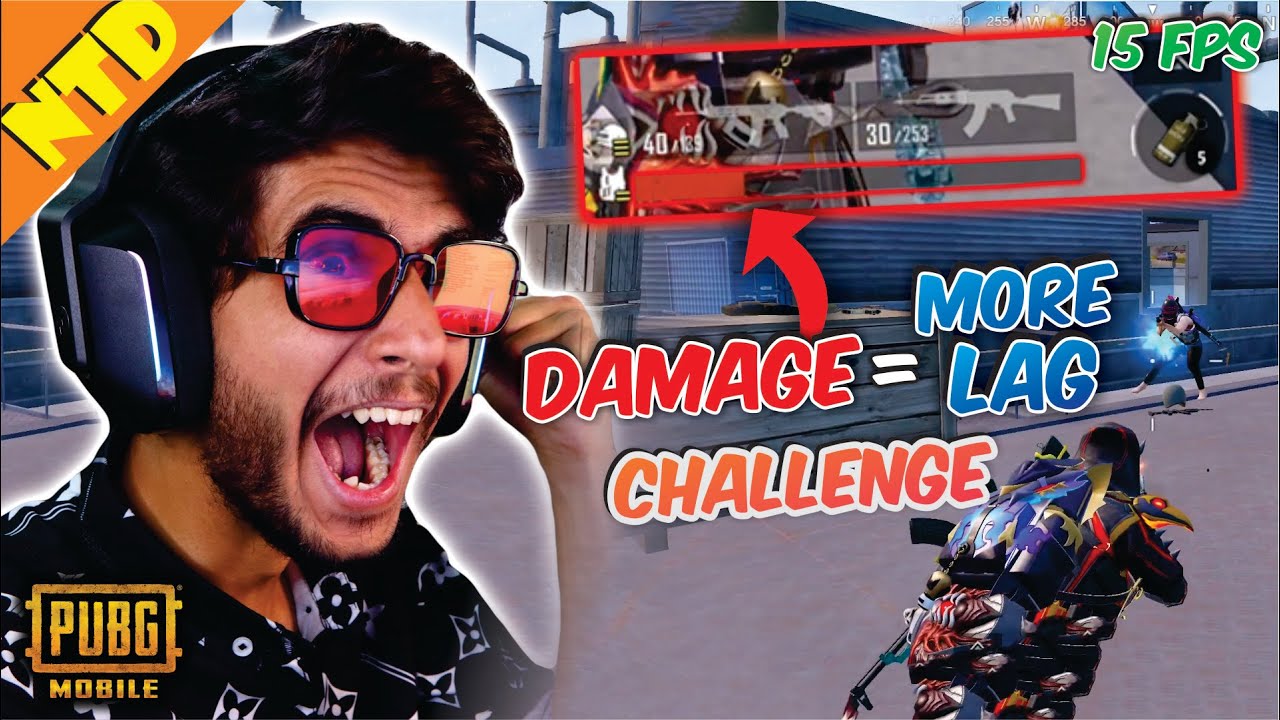 PUBG, But If i take Damage Lag Will Increase !! 😲 | Challenge