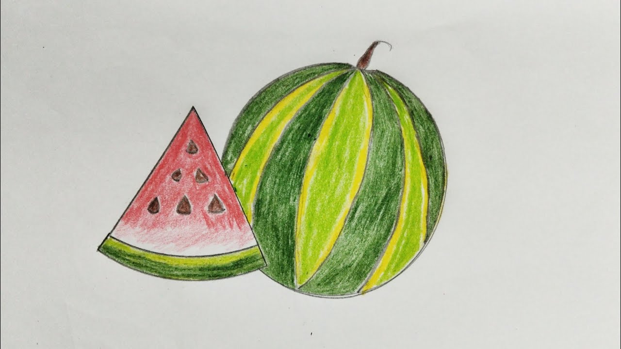 Easy Watermelon 🍉 Drawing || How To Draw A Watermelon. 