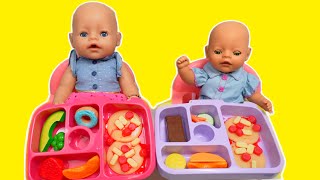 Baby Born Dolls Packing Lunchbox and Feeding and changing baby dolls