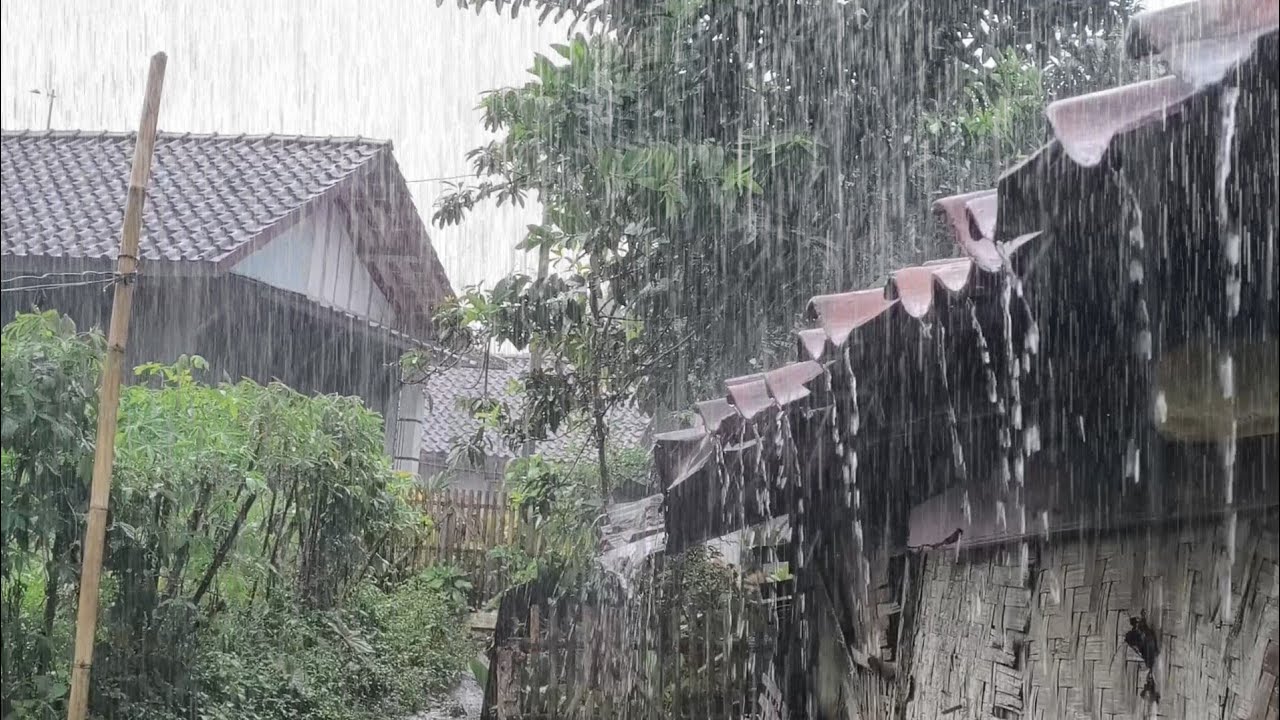 🌧️ Heavy Rain in a Beautiful Village — The Most Soothing Nature Sounds for Relaxation