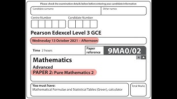 Edexcel A Level Maths - October 2021 - Pure Paper 2