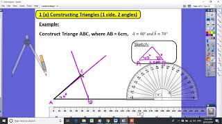 Constructing Triangles 1 side, 2 angles