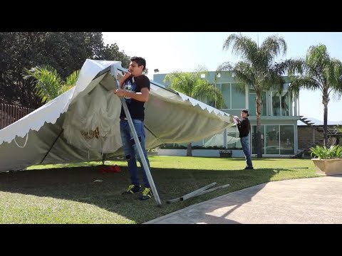 lifting a 6x6 awning and tying the canvas and the veil with😃👉 Jorge  Mendez D 'La Casa De Los Tol2 - YouTube