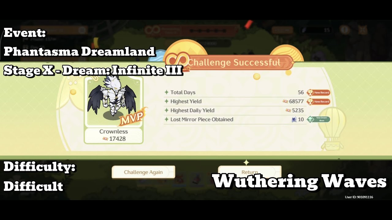 [Wuthering Waves Event] Phantasma Dreamland - Stage X - Dream: Infinite III - Difficult