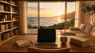 Seaside Workspace Ambience - Healing Gentle Waves For Focusing, Study, Deep Work | 4K